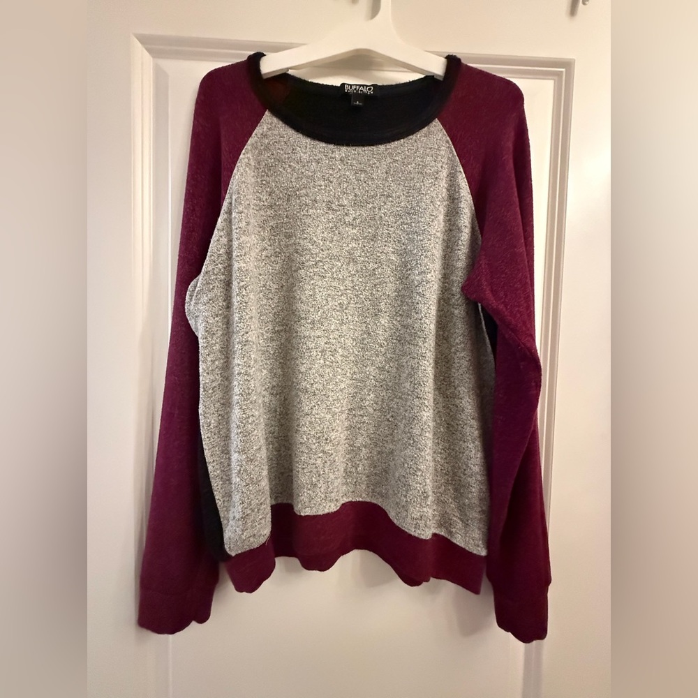 Buffalo David Bitton Maroon and Heather Gray Sweater